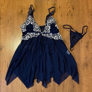 Elegant Navy Blue Lingerie Set Brand New